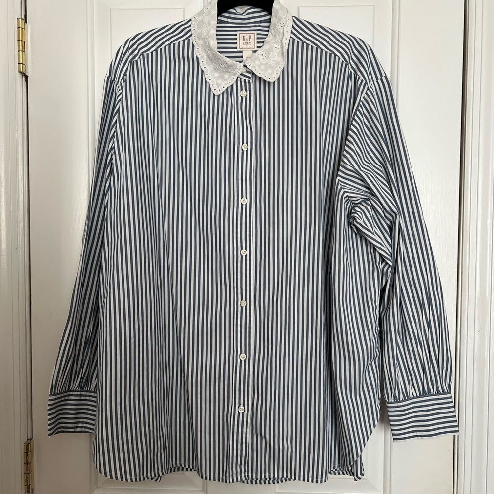 Classic Blue and White Striped Button Down Shirt
